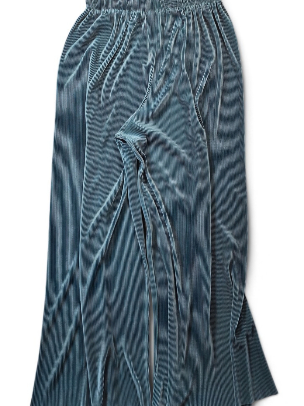 Vintage Y2k Wide-Leg Velvet Pleated Pants in Emerald Green